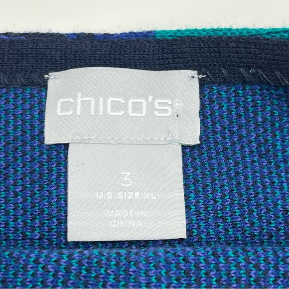 Chico’s 3 Womens US Size XL Tunic Sweater Floral Fanfare Green Blue Purple NEW - Picture 2 of 12